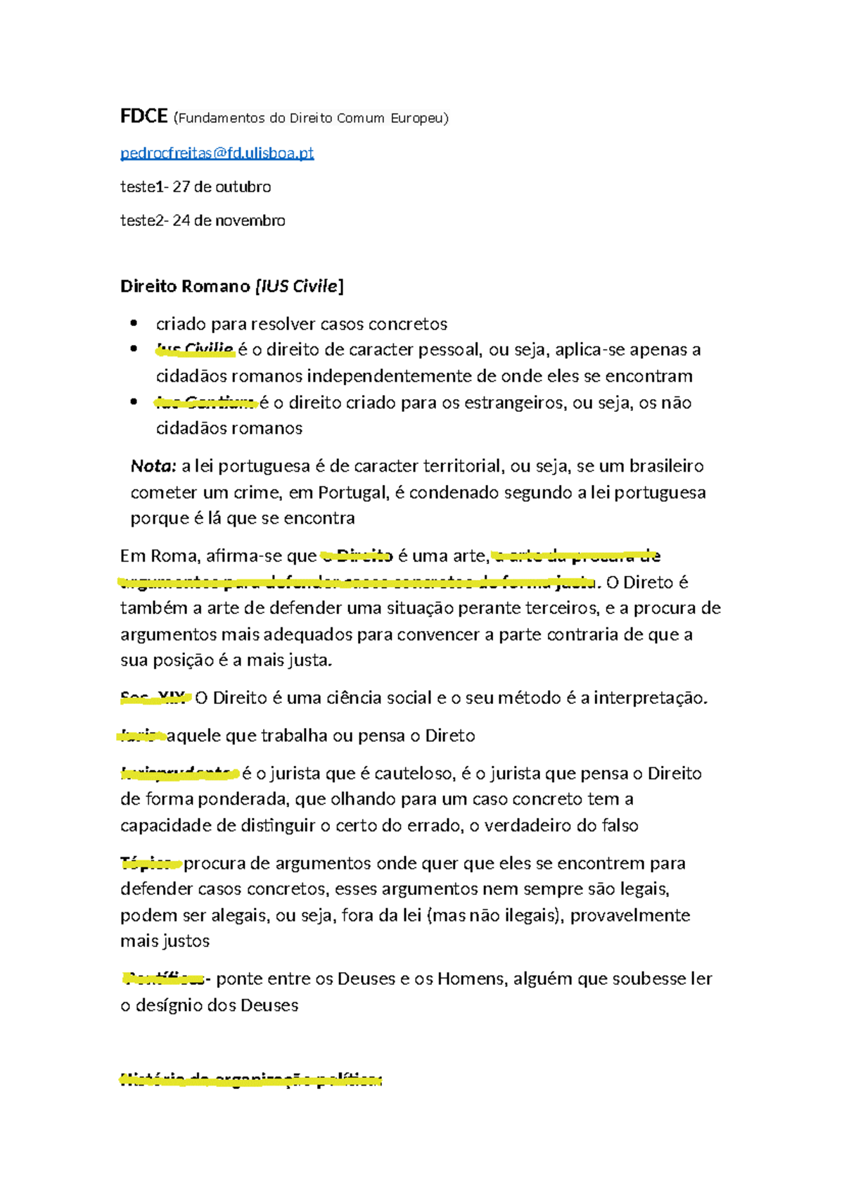 FDCE - apontamentos das aulas do prof. Caridade Freitas - FDCE ...