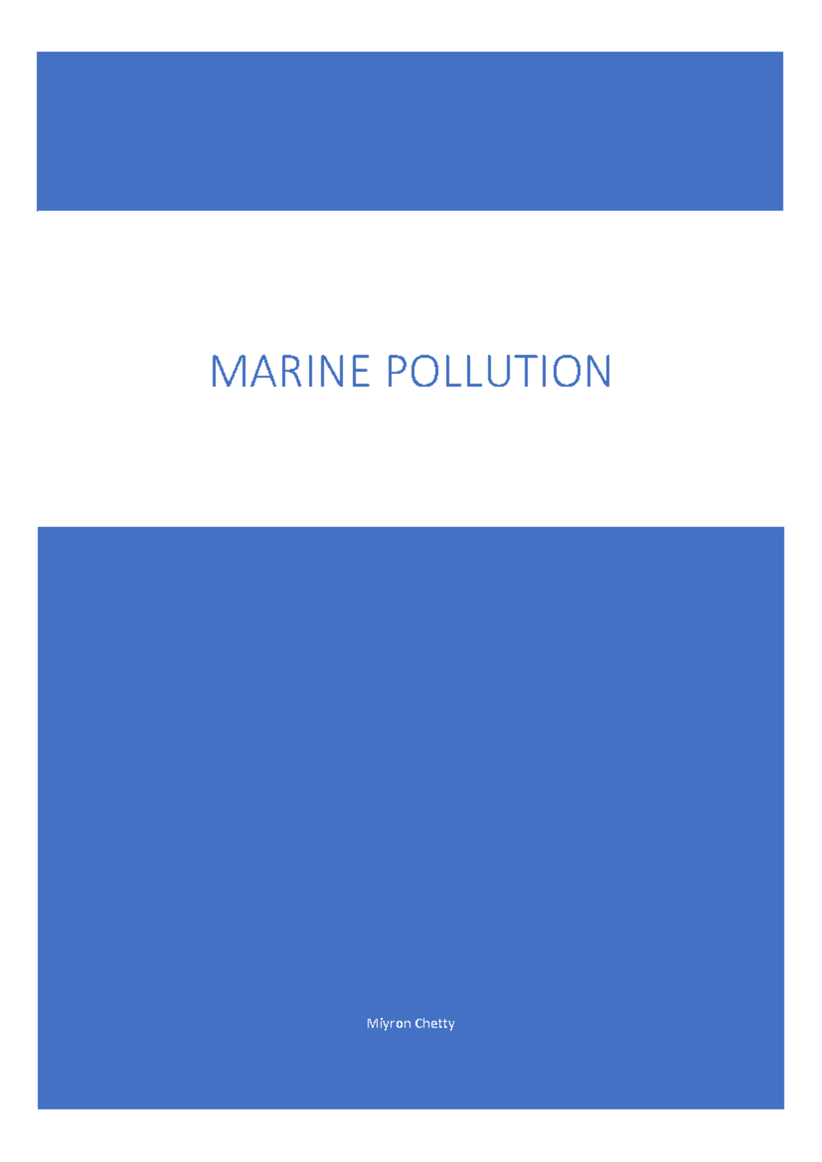 MARINE POLLUTION ASSESSMENT 1: Issues & Solutions - Studocu