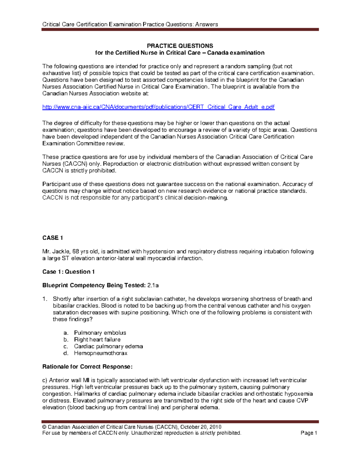 CACCN Study Guide: Final Questions and Answers for Critical Care Exam ...