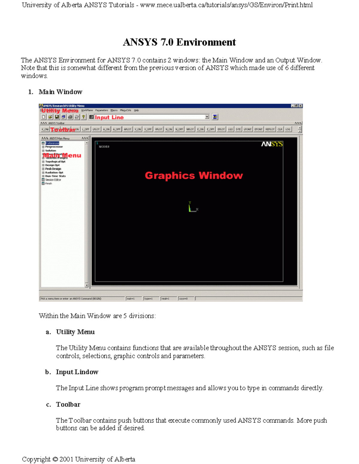 University of Alberta ANSYS 7.0 Environment Tutorial - Studocu