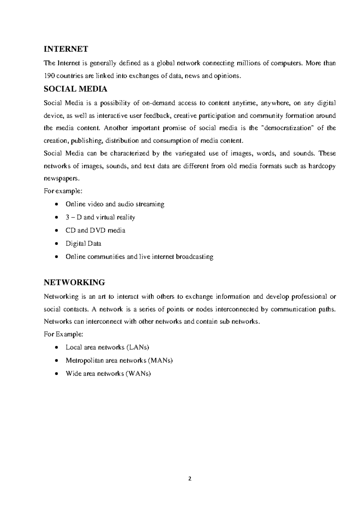 SMA-Unit 1 Notes: Overview of Internet & Social Media Concepts - Studocu