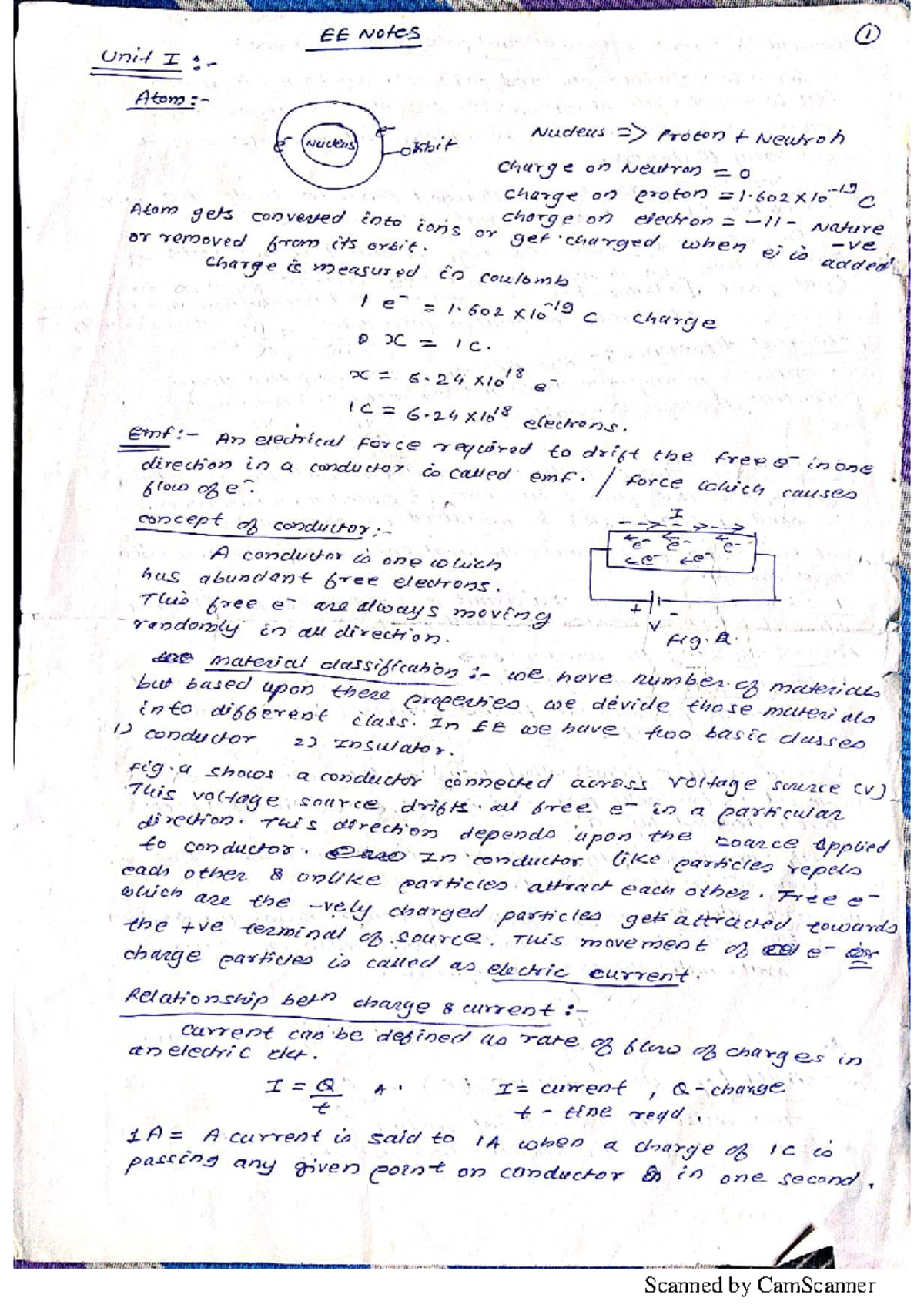 Unit 1 RSK - Lecture Notes on Electric Charge and Circuit Theory - Studocu