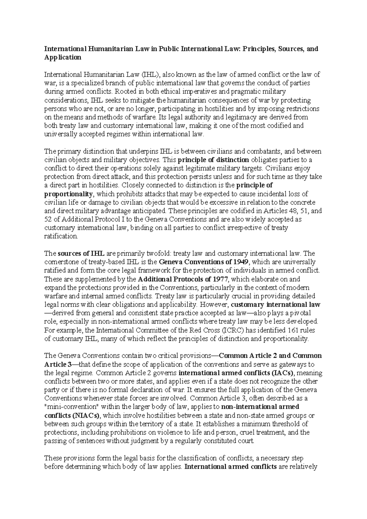 International Humanitarian Law (IHL) in Public International Law ...