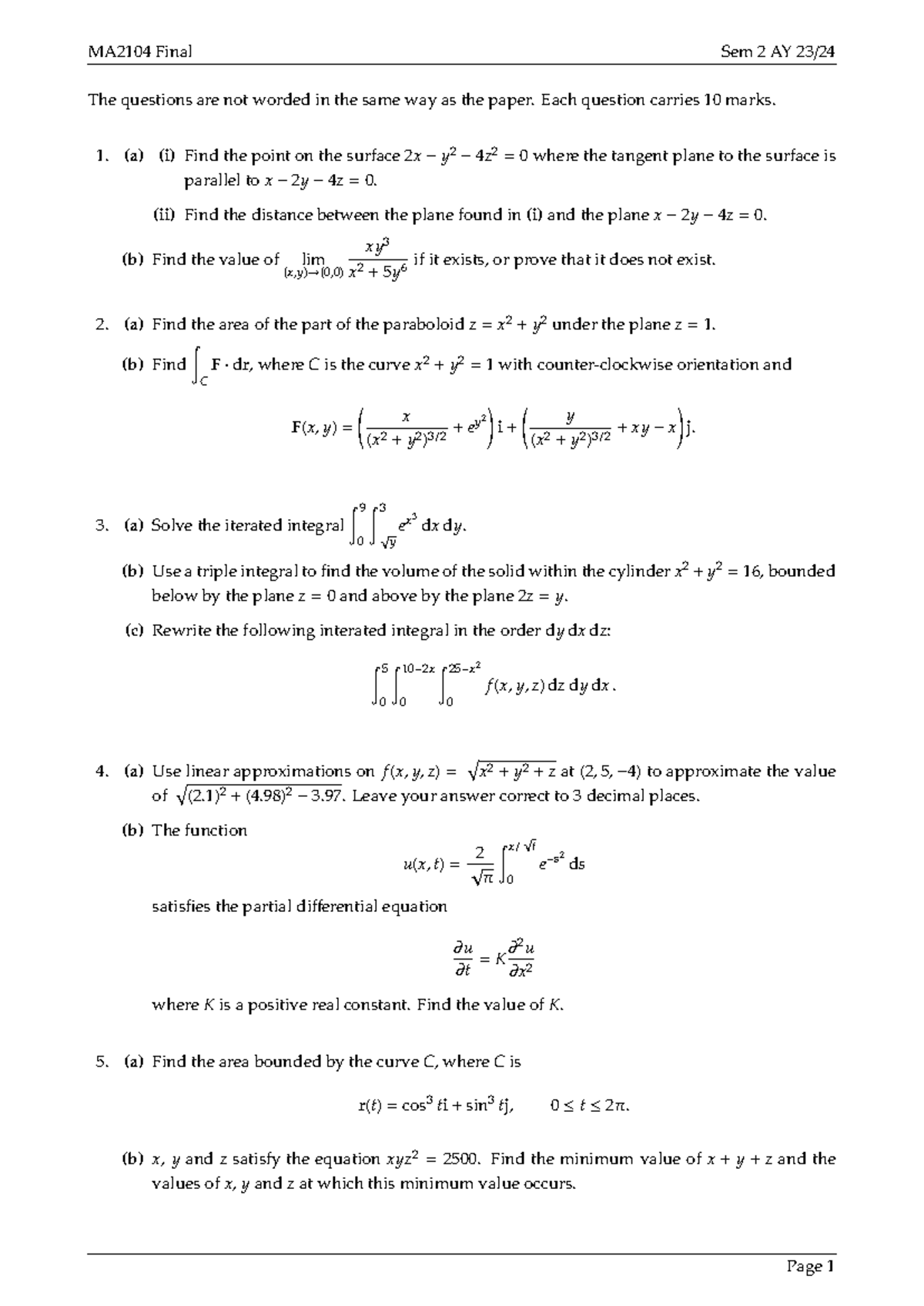 MA2104 Final Exam Questions AY2023/2024 Sem 2 - Document Preview