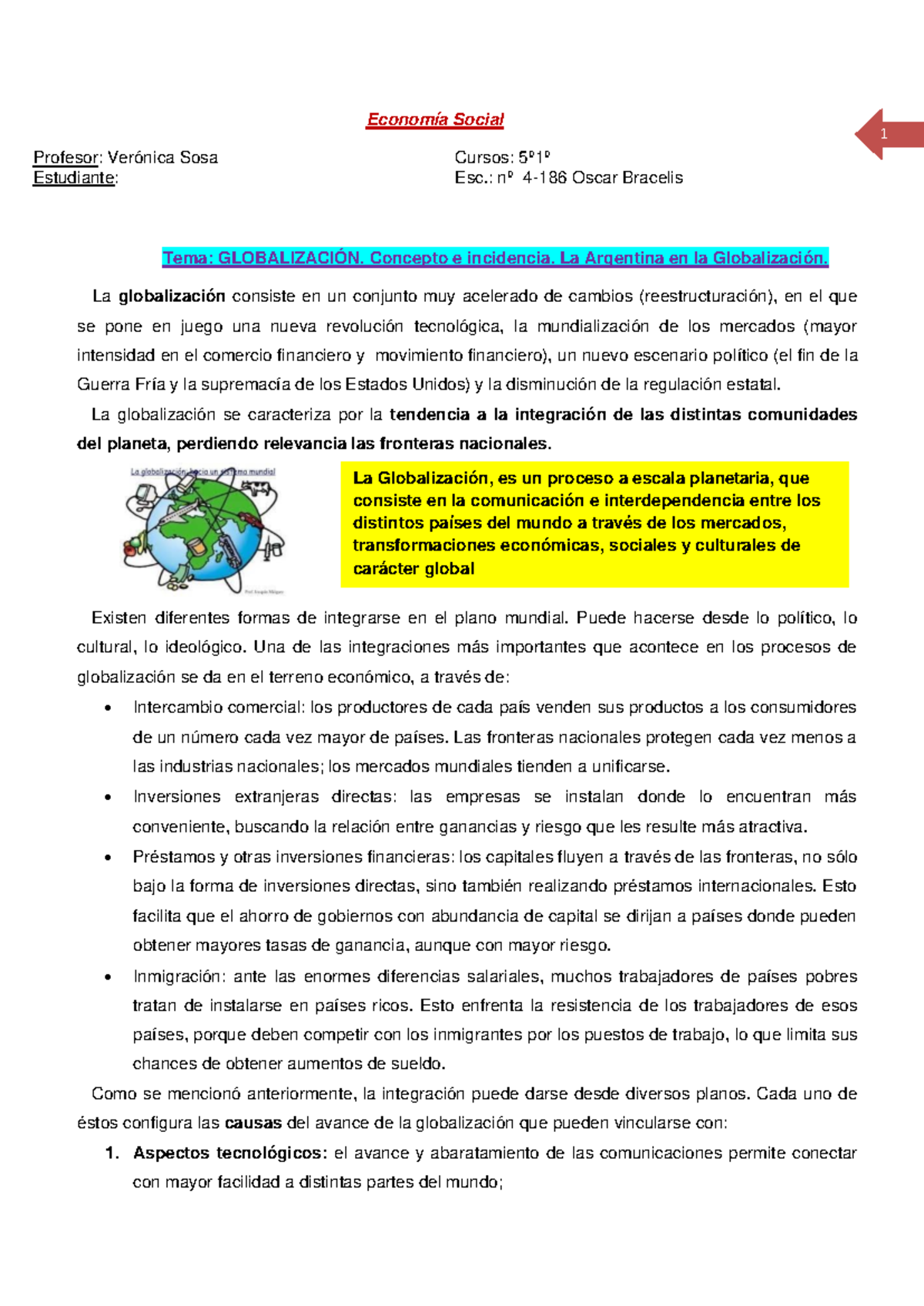 TP Nº5 - 5º1º - Economía Social: Globalización y su Impacto en ...
