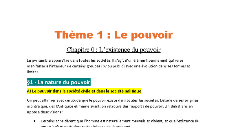 Cours S1 : Introduction au Droit Public - Thème 1 : Le Pouvoir et ses ...