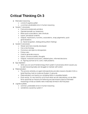 Critical Thinking ch 2 - slide notes - Critical Thinking: Ch 2 Reason ...