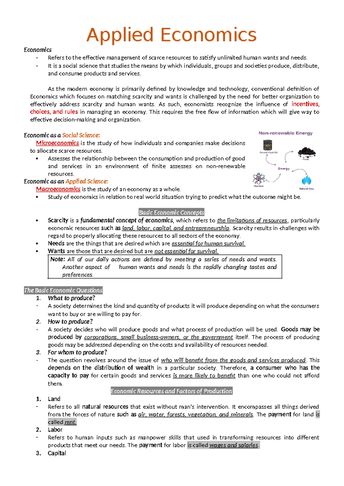 Applied Economics m1 - Lecture Material - Applied Economics Economics ...