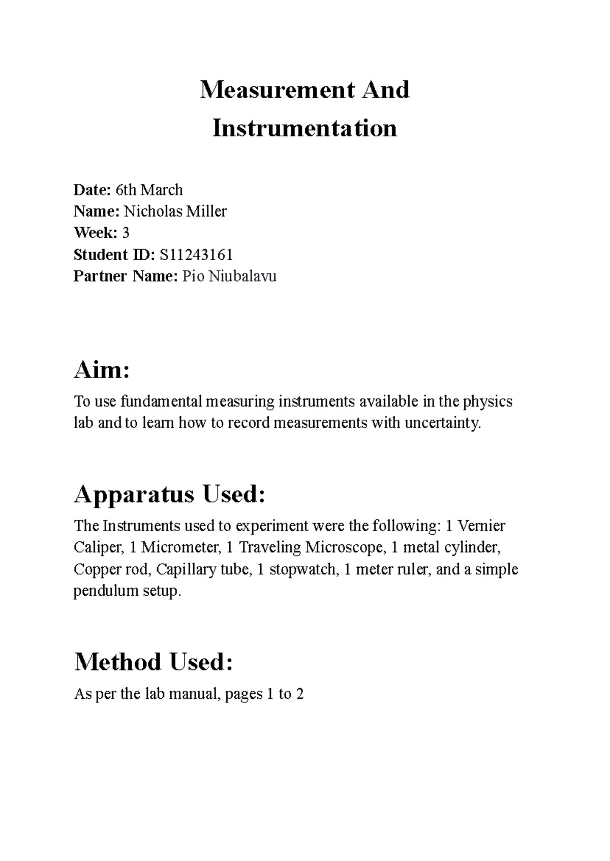 PH102 Measurement and Instrumentation Lab Report - Week 3 Analysis ...