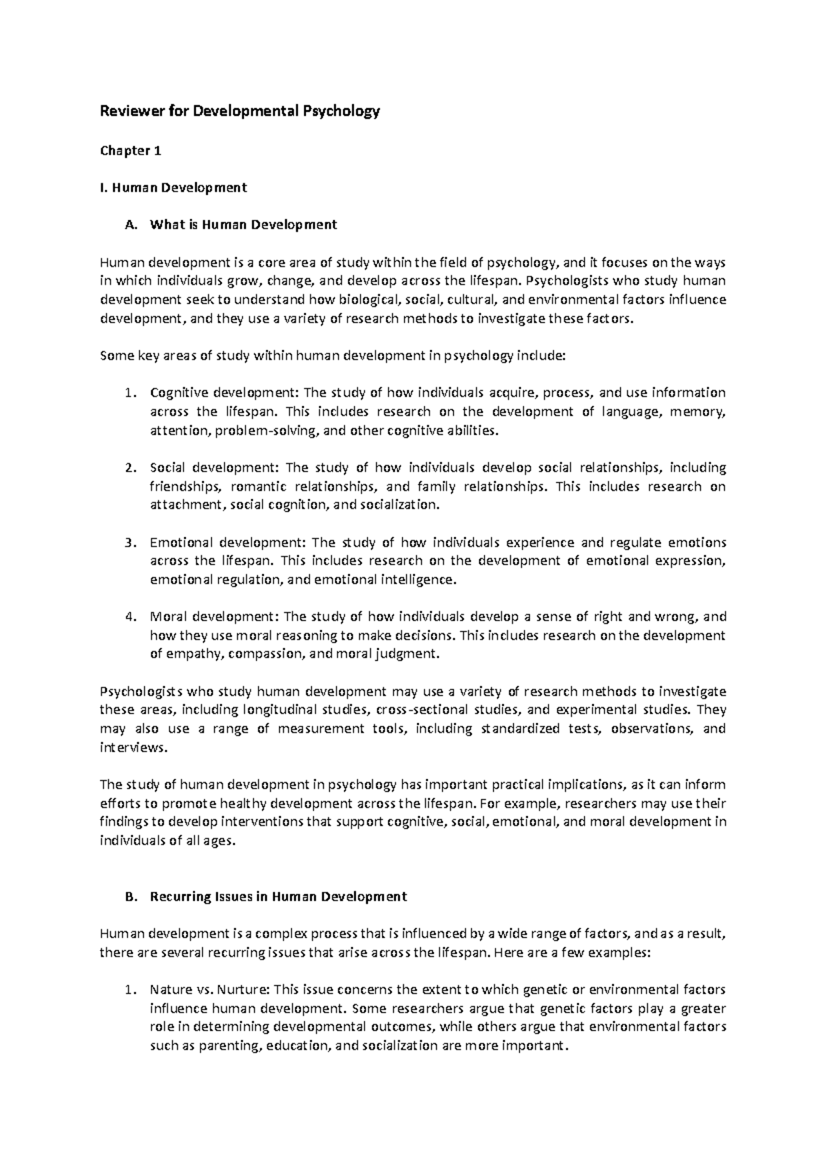 Devpsy Reviewer: Key Concepts in Developmental Psychology - Studocu
