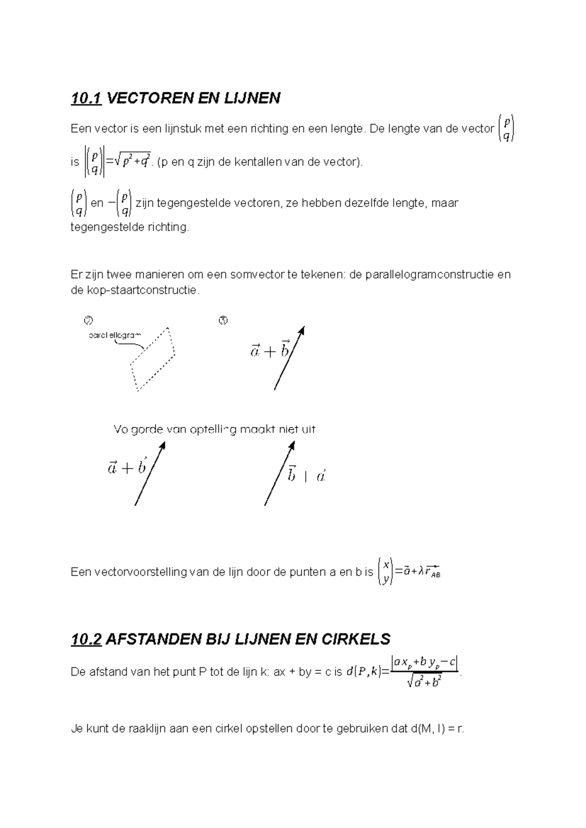 10.1-10.6 MEETKUNDE MET VECTOREN: Basisconcepten en Toepassingen ...