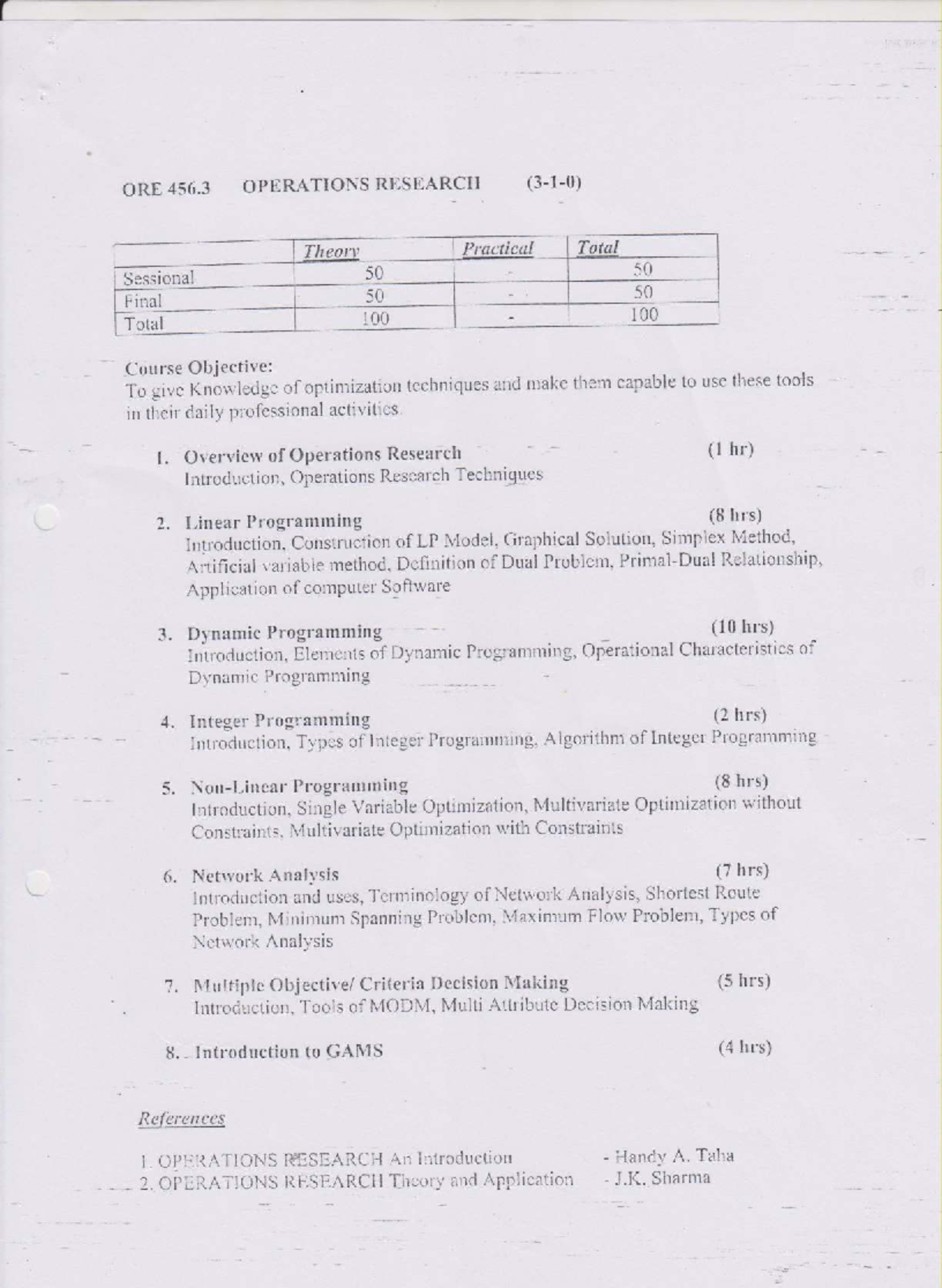 ORE 456.3 Final Exam Syllabus for Operations Research - Studocu