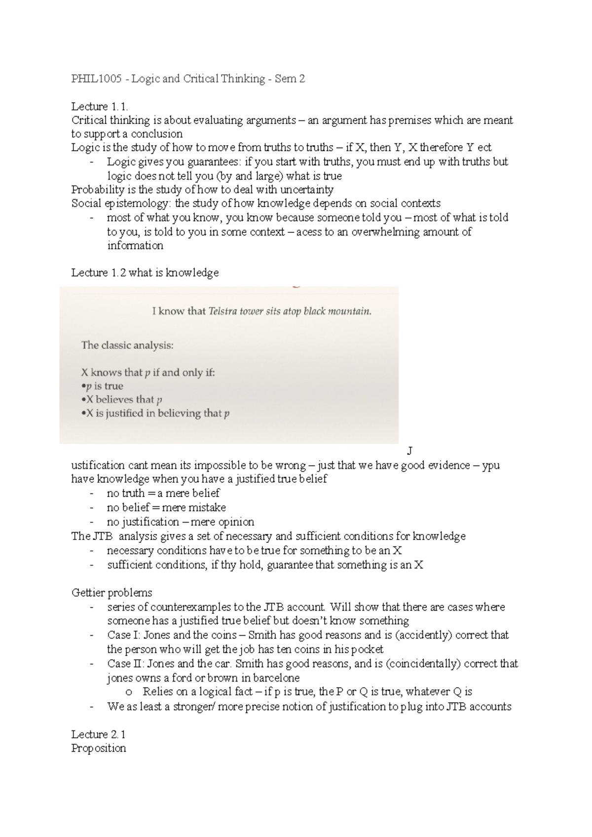 PHIL1005 - notes - PHIL1005 - Logic and Critical Thinking - Sem 2 ...