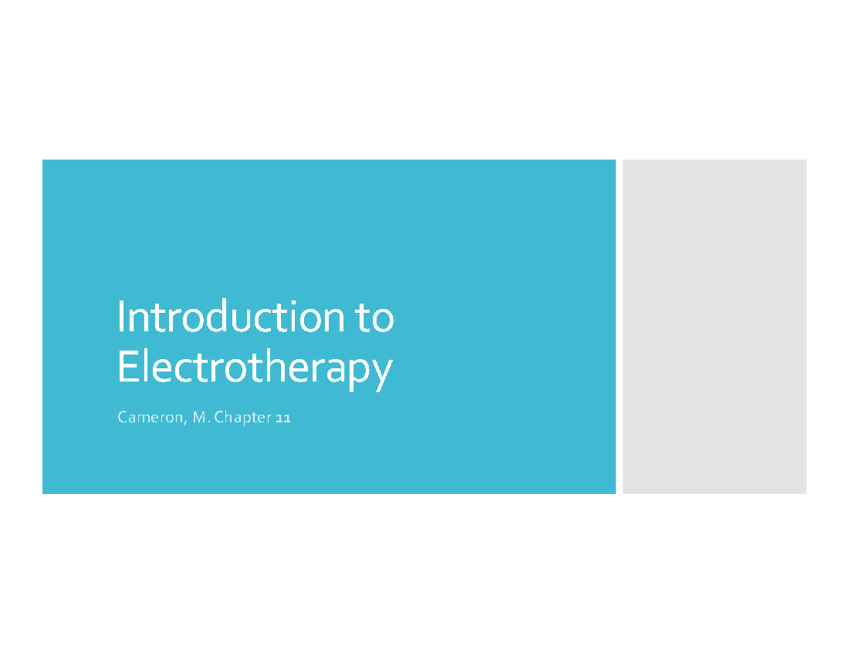 Lesson 2 PTA 265: Introduction to Electrotherapy Overview - Studocu