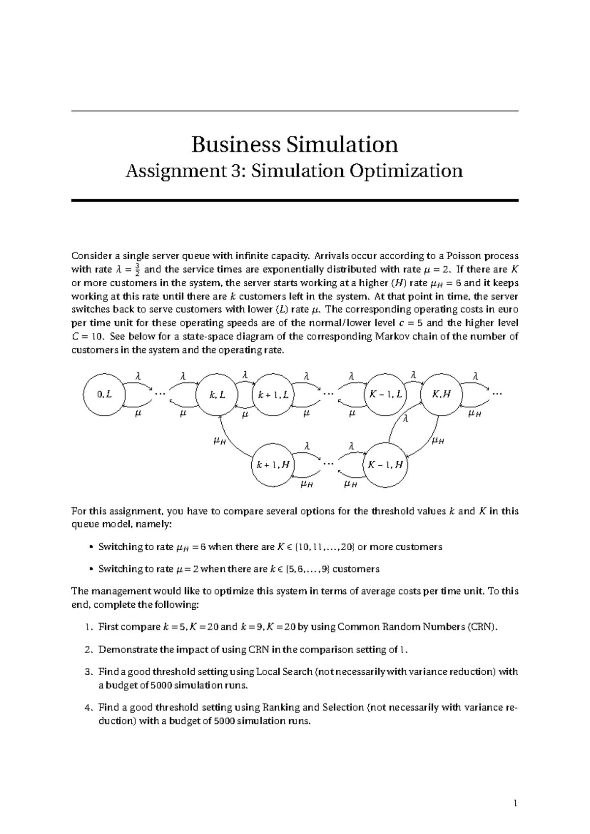 Assignment 3: Business Simulation Optimization & Cost Analysis ...
