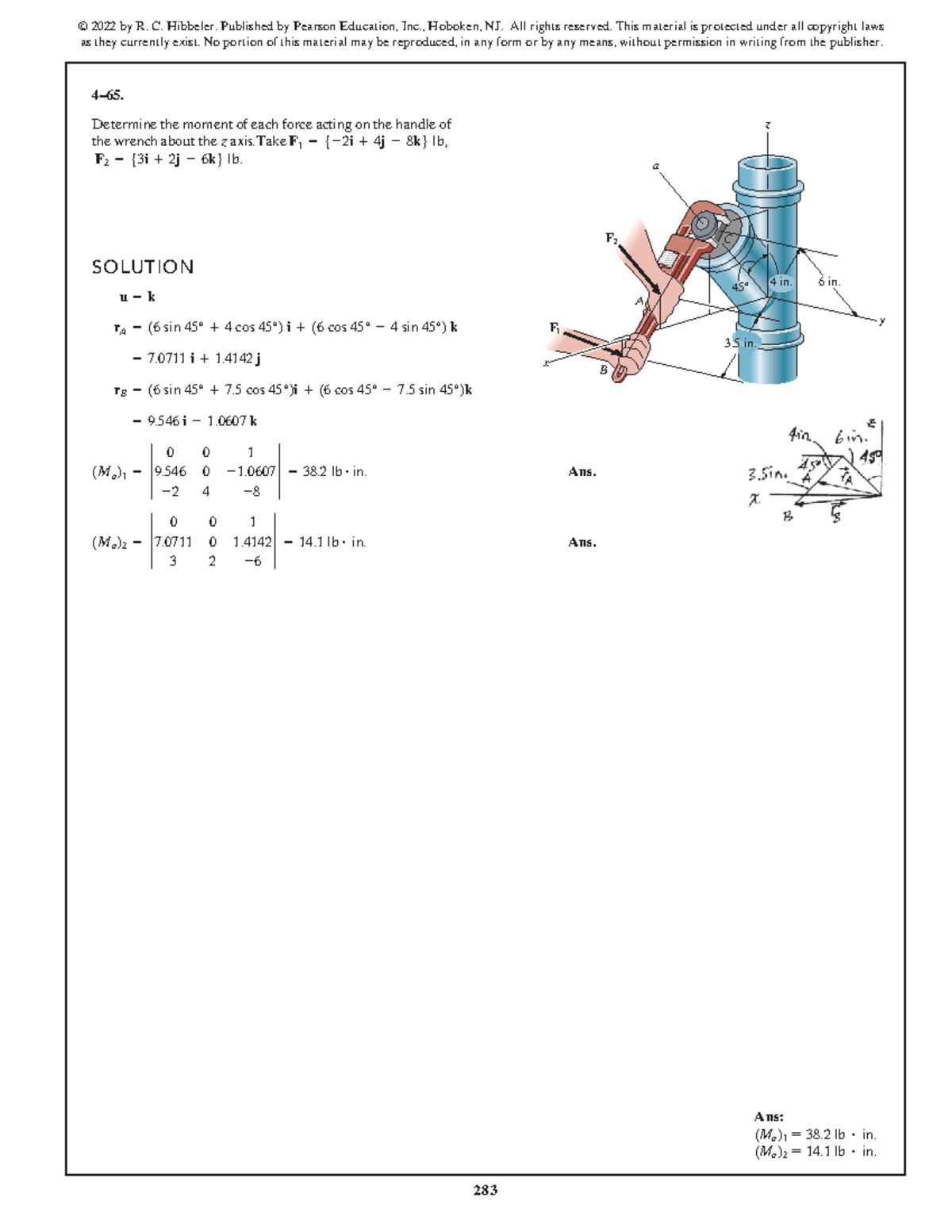 SWK 15th Ed Solution Manual: Moment Calculation for Forces - Studocu