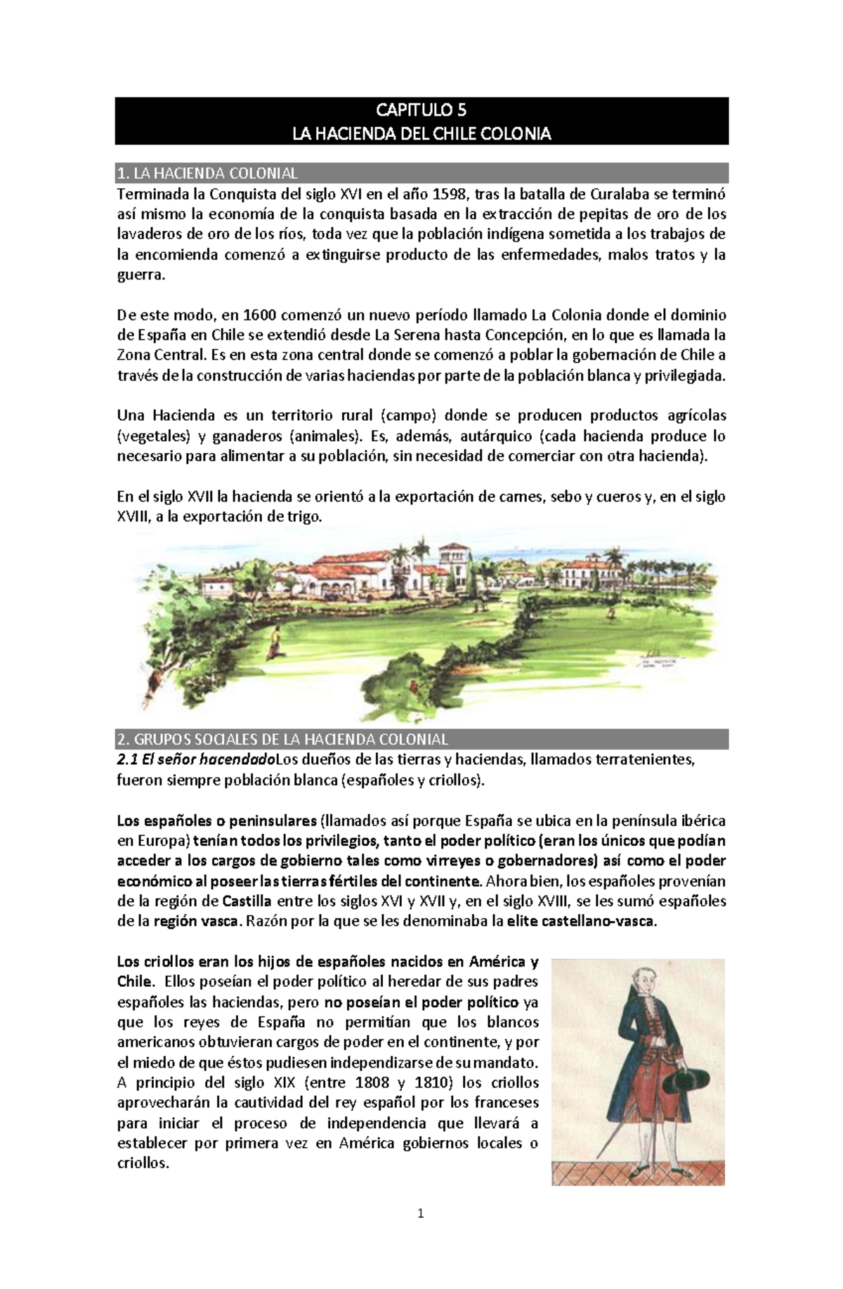 Capítulo 5: La Hacienda Colonial en Chile (1600-1799) - Studocu