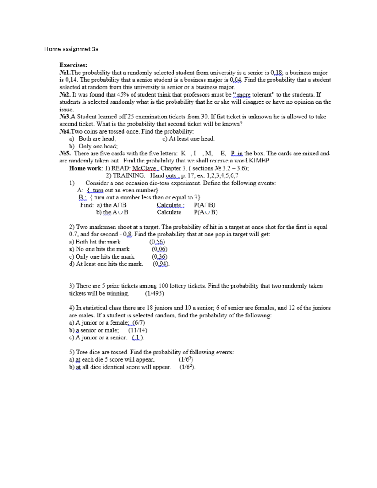 Home assignmet 3a - it is practice materials - Home assignmet 3a ...