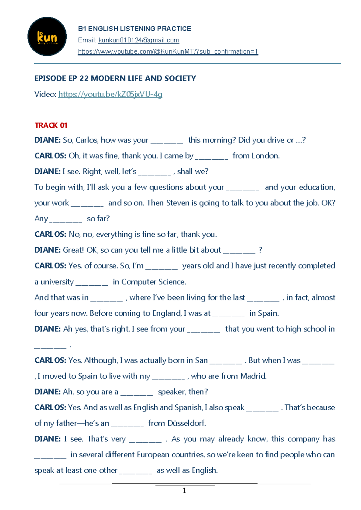B1 ENGLISH LISTENING PRACTICE: EP22 MODERN LIFE & SOCIETY EXERCISES ...