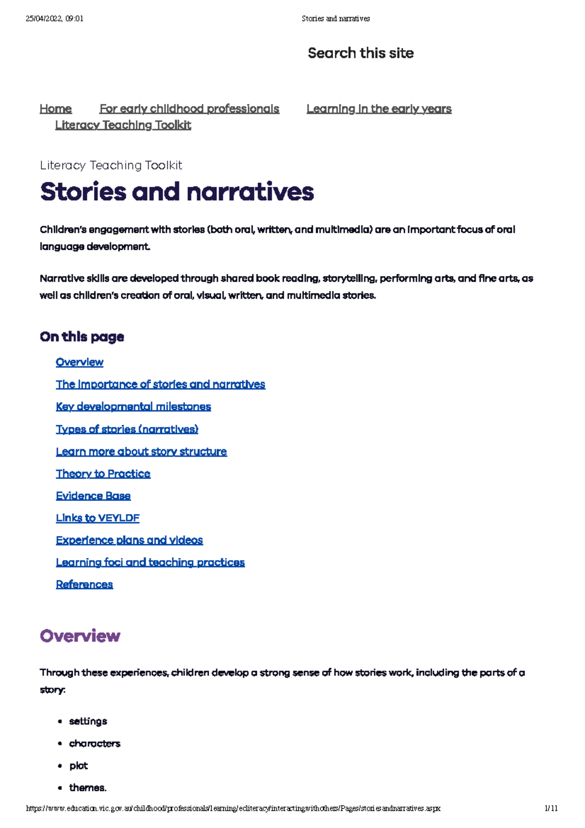 09:01 Stories and Narratives Literacy Teaching Notes - Studocu
