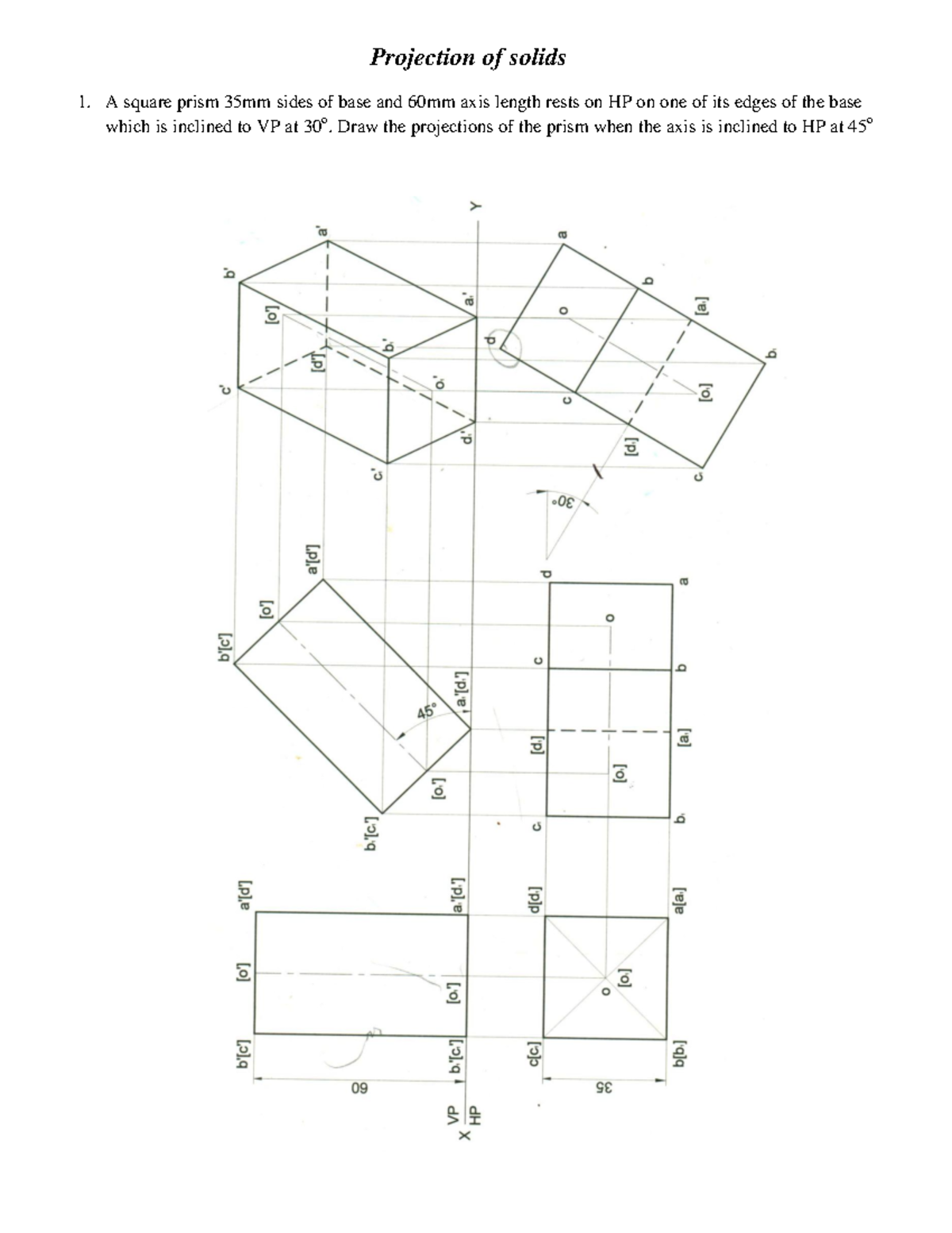 Projection of Solids: Square and Pentagonal Prisms & Pyramids - Studocu
