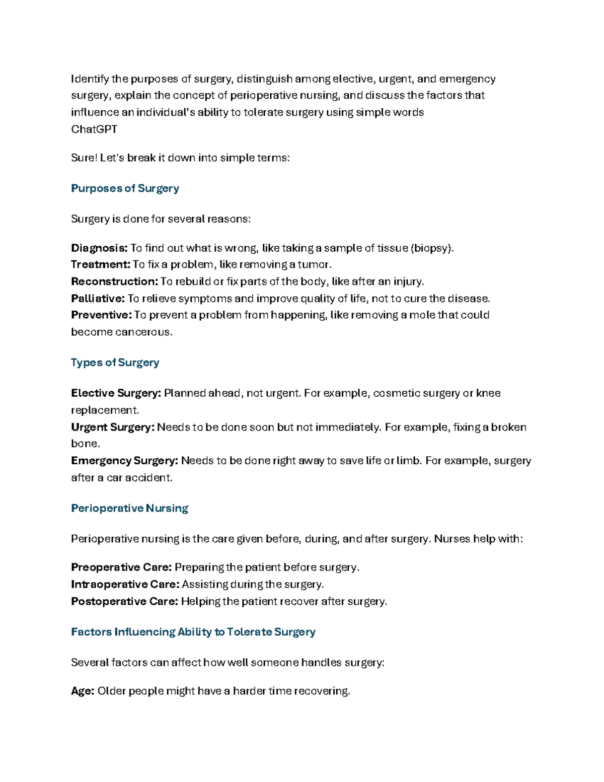 Med Surg Ch 42 - Understanding Surgical Patient Care and Procedures ...