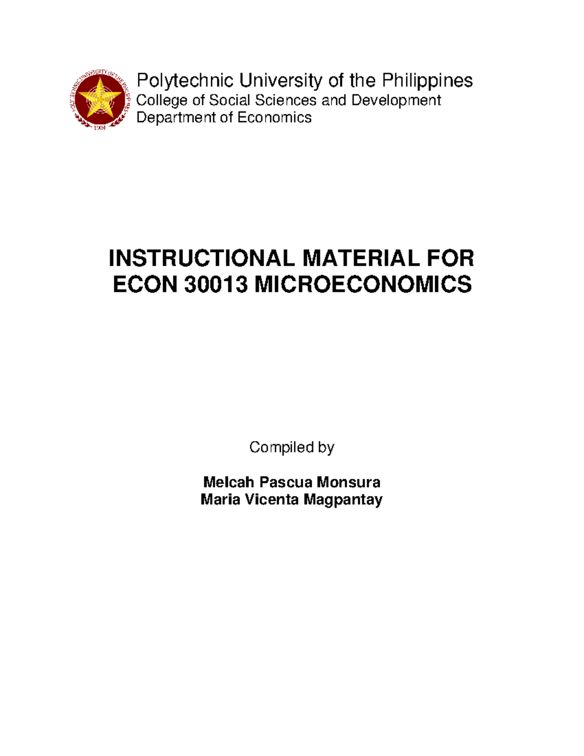 ECON-30013 Microeconomics: Comprehensive Course Overview and Materials ...