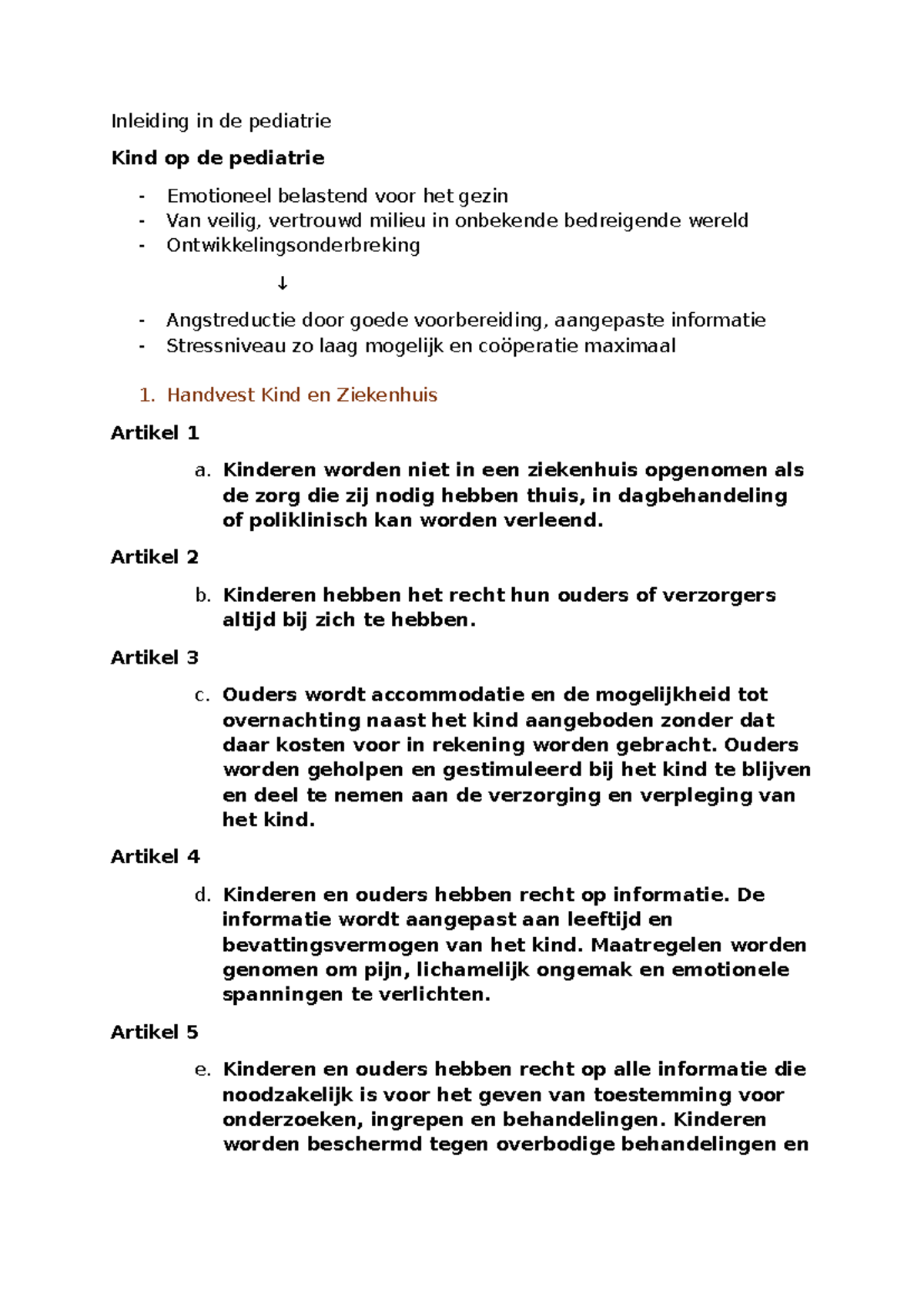Inleiding in de Pediatrie: Samenvatting van Belangrijke Zorgprincipes ...