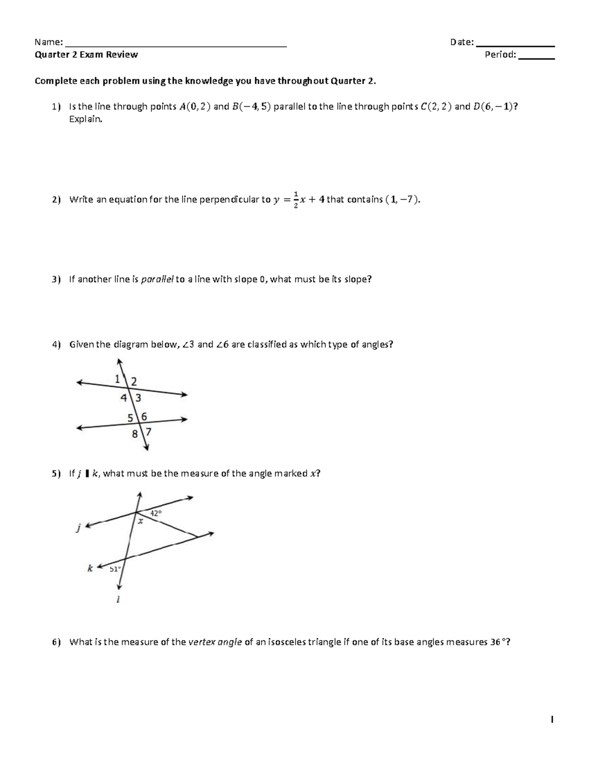 Quarter 2 Math Exam Review: Key Concepts & Problems - Studocu