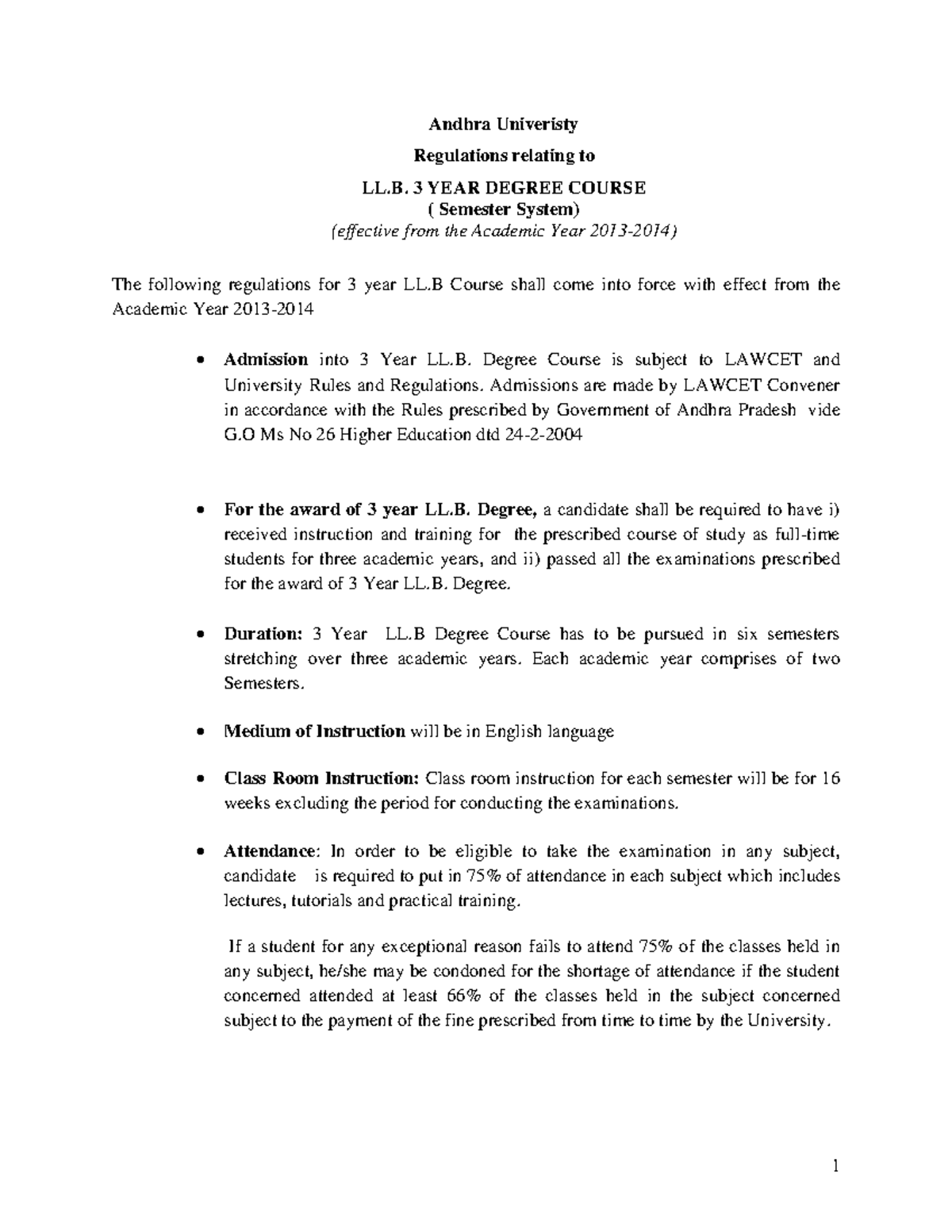 3 Year LLB Course Syllabus 02012 014 - Academic Year 2013-2014 - Studocu