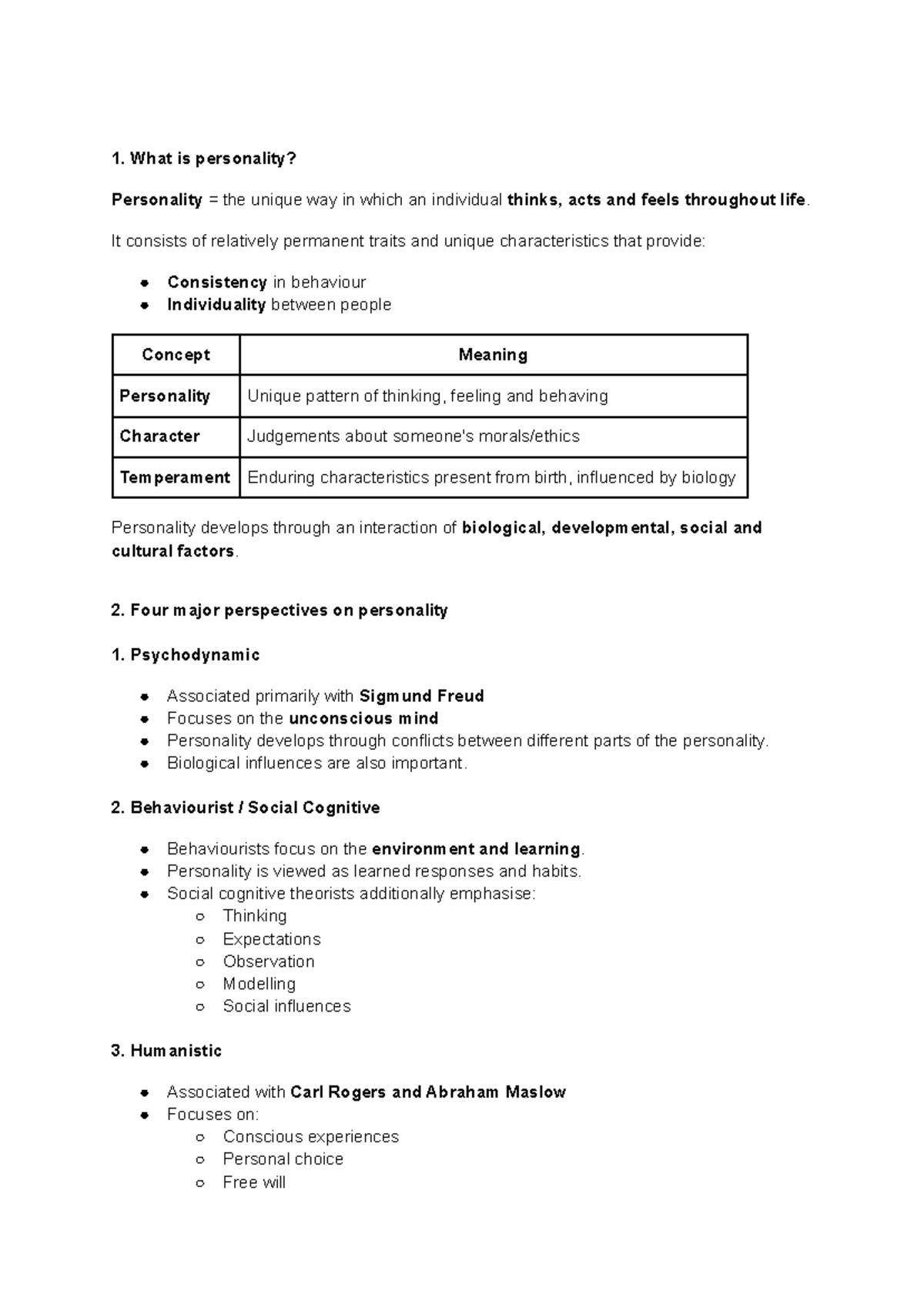 PSY101 Chapter 11: Understanding Personality Theories and Perspectives ...