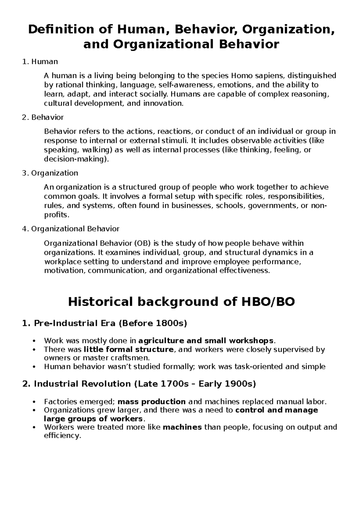 HBO-OB: Understanding Human Behavior and Organizational Dynamics - Studocu