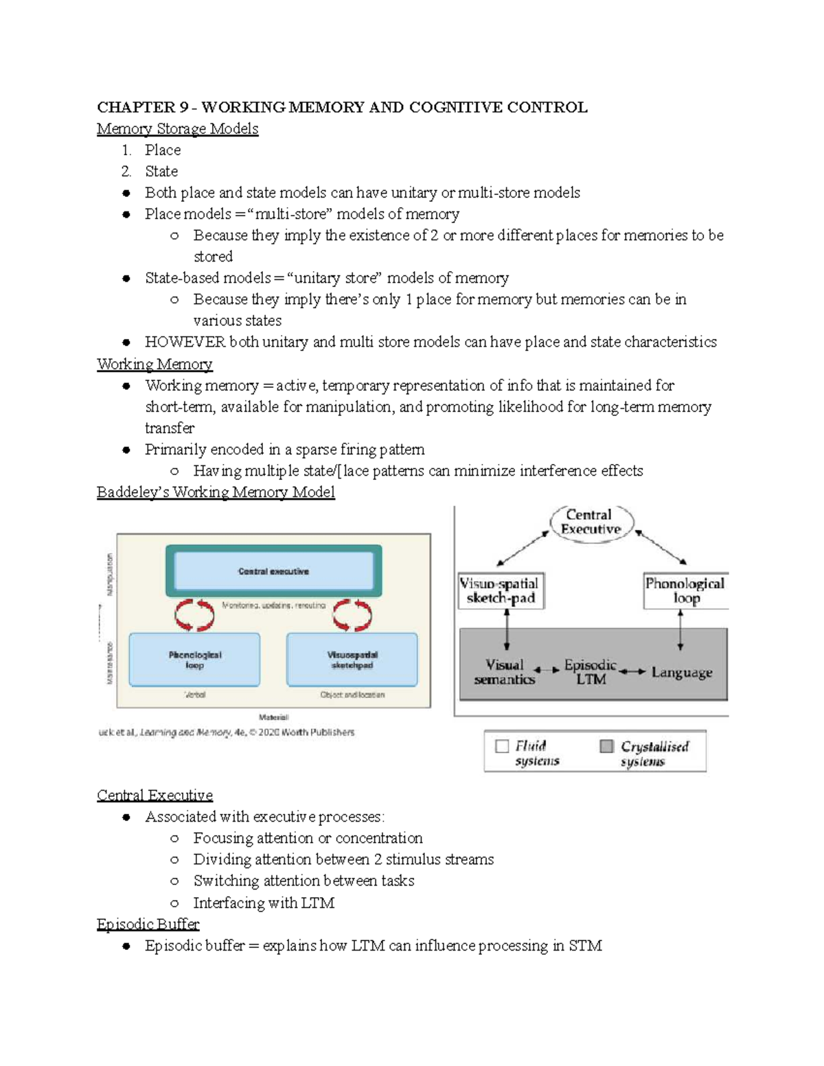 PSY 255 - Week #9: Working Memory & Cognitive Control Overview ...