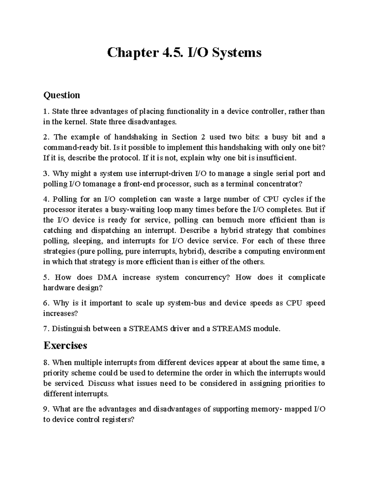 Chapter 4.5 - IO Systems Questions and Answers - Studocu
