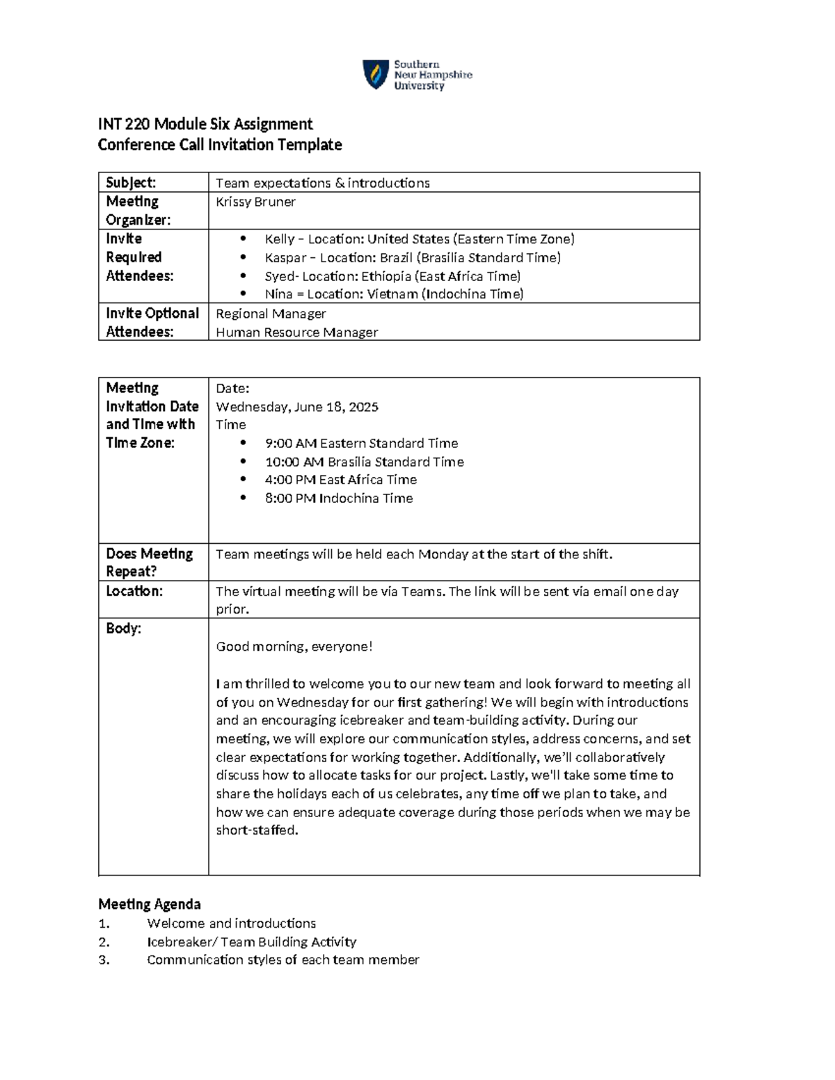 INT 220 Module 6 Conference Call Invitation Template - Studocu