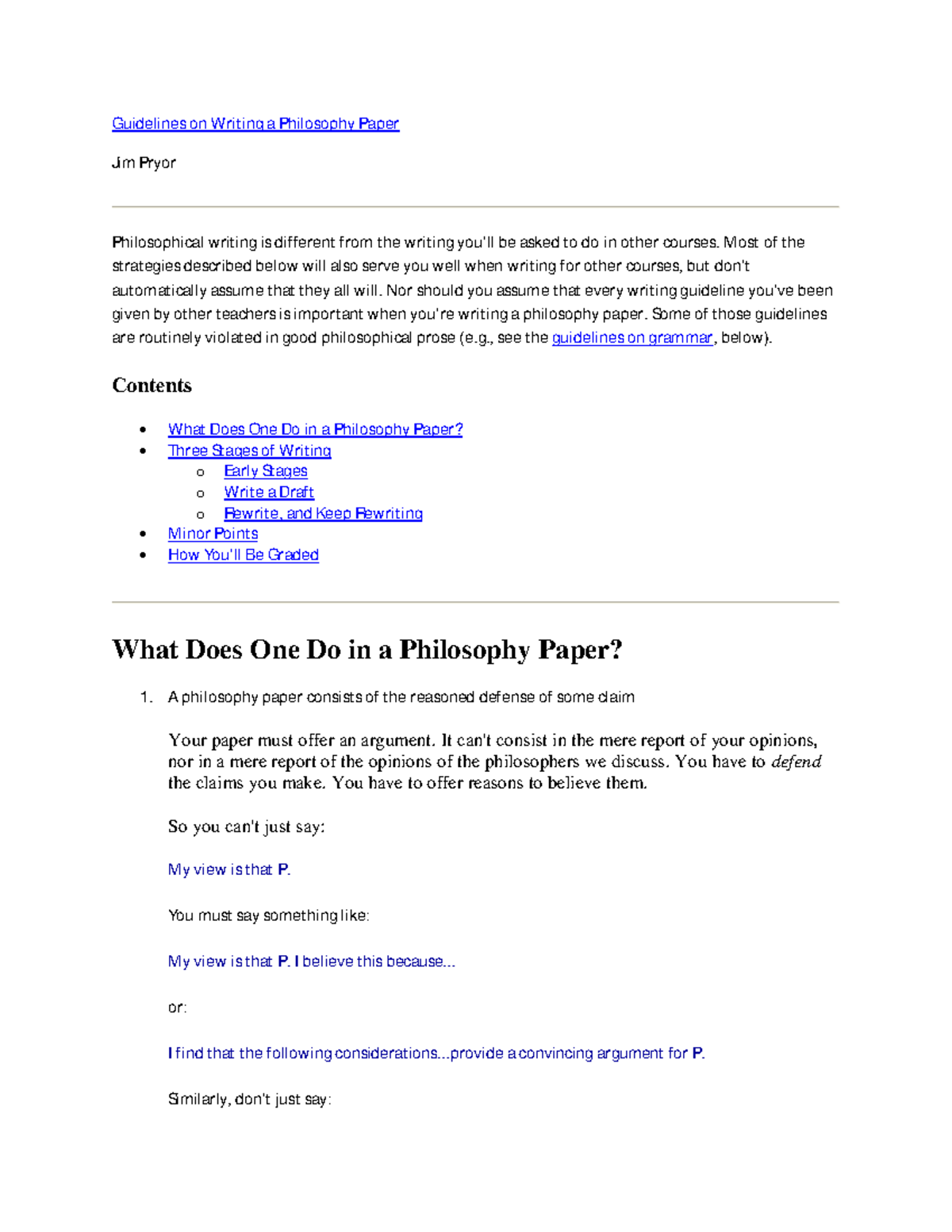 J. Pryor - Guidelines on Writing a Philosophy Paper - Guidelines on ...