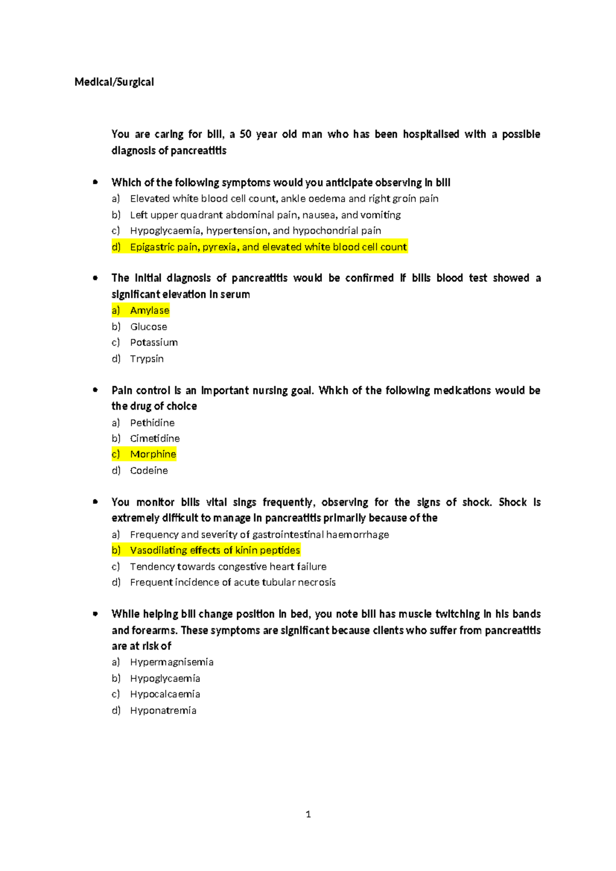 Medical Surgical Nursing: Key Concepts and Case Studies - Studocu