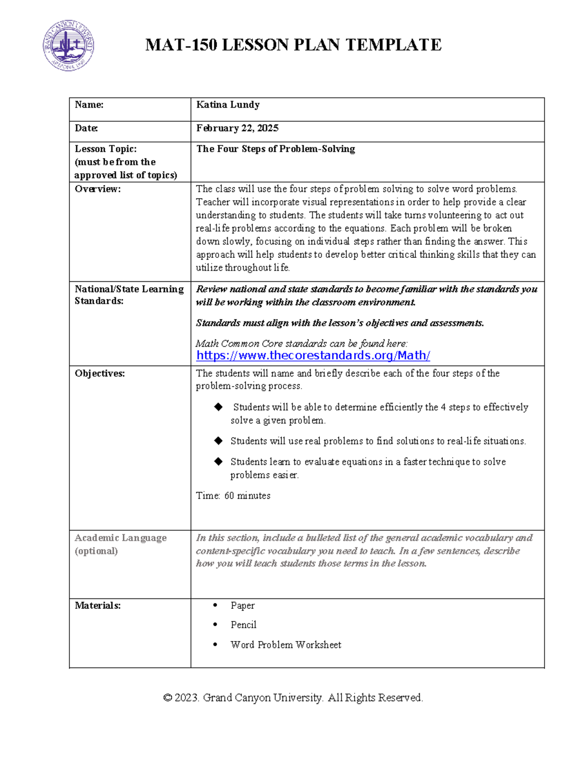 MAT-150-RS-Lesson Plan Project 1 Topic - MAT-150 LESSON PLAN TEMPLATE ...