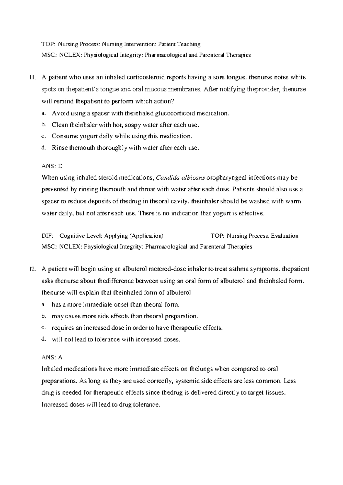 Nursing Process & Patient Teaching: Pharmacology NCLEX Review - Studocu