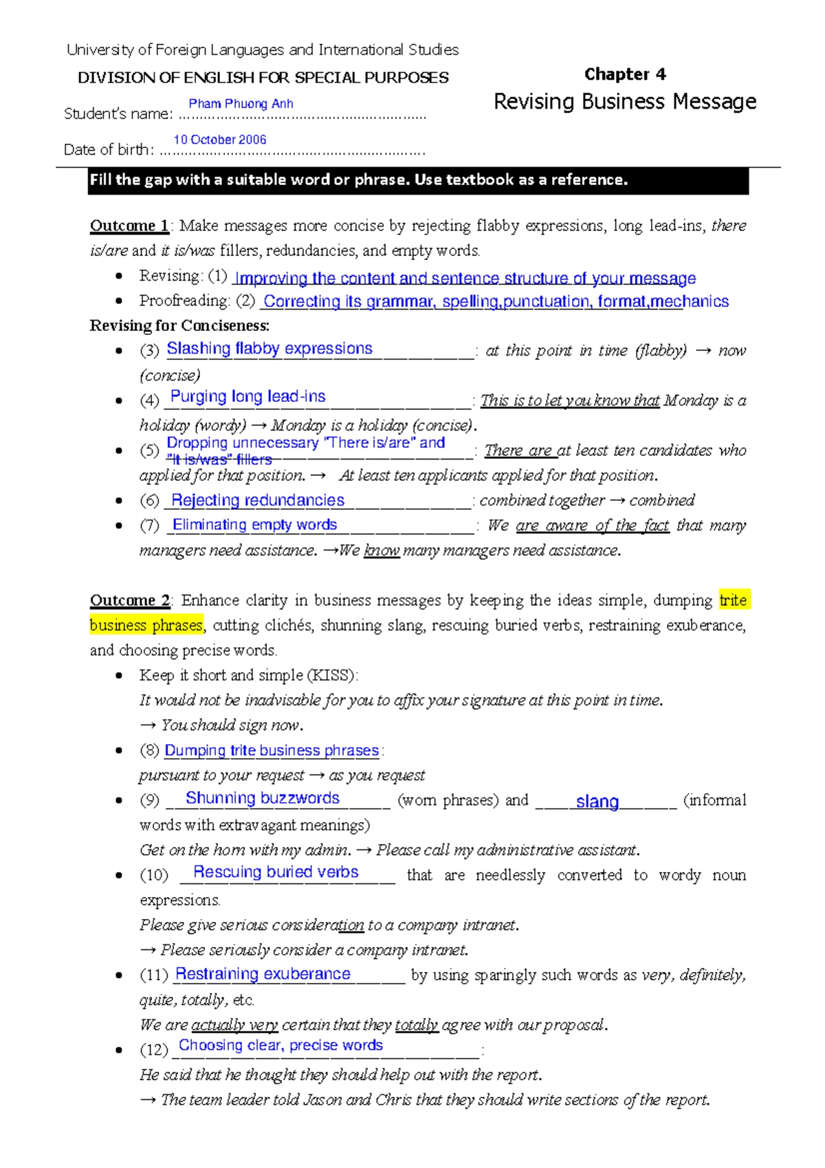 A01 - Lecture Notes: Chapter 2 - Business Writing Techniques - Studocu