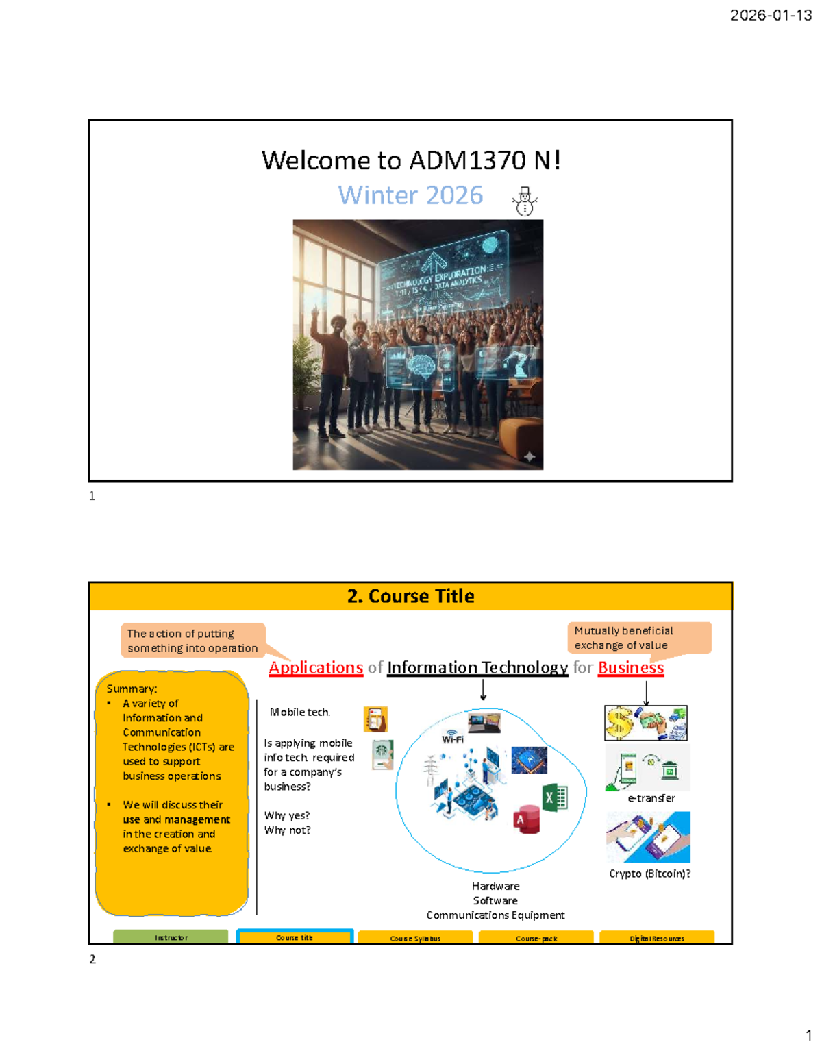 ADM1370 N: Winter 2026 Course Introduction and Syllabus Overview - Studocu