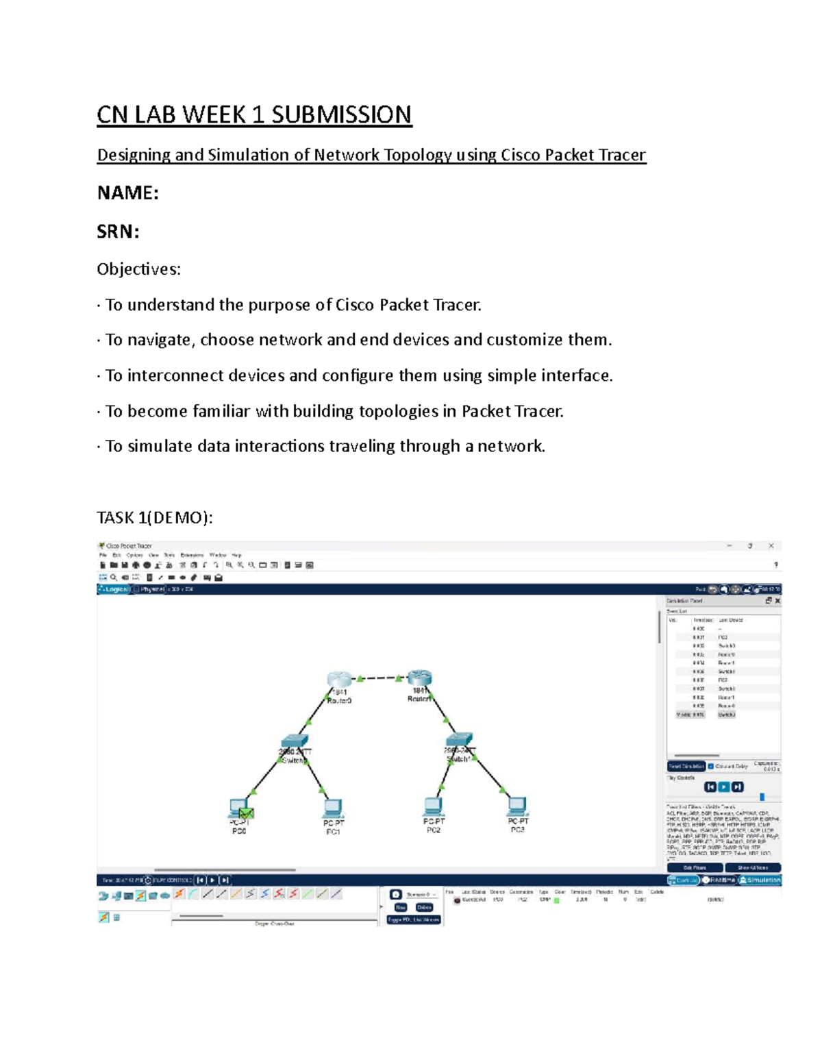 CN LAB WEEK 1: Network Topology Design & Simulation in Packet Tracer ...