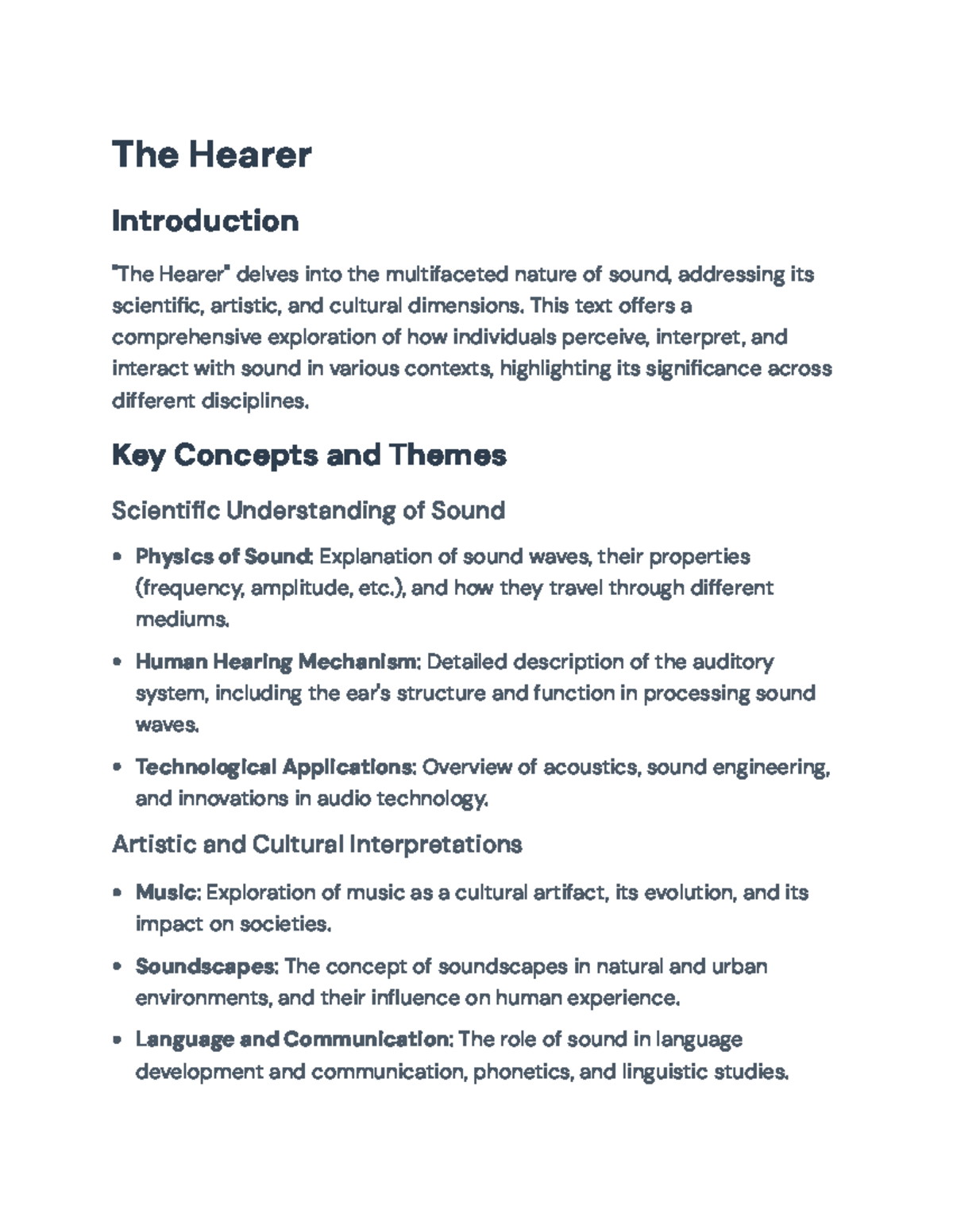 The Hearer: An Interdisciplinary Exploration of Sound and Its Impact ...
