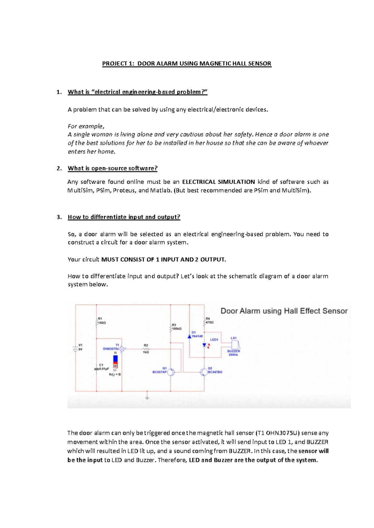Mini Project ELE 151: Door Alarm System Using Magnetic Hall Sensor ...