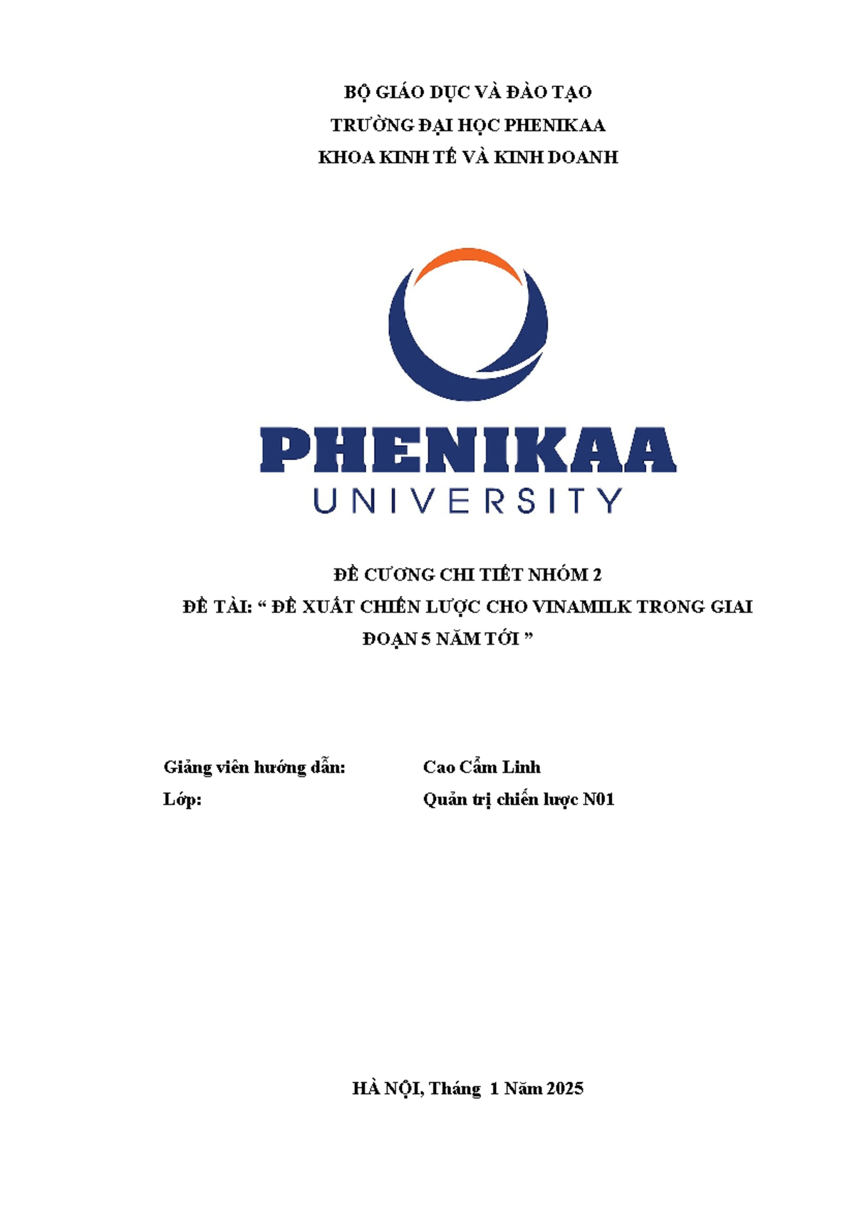 Đề xuất Chiến lược cho Vinamilk Giai Đoạn 5 Năm Tới - Quản Trị Chiến Lược N01 - Document Preview