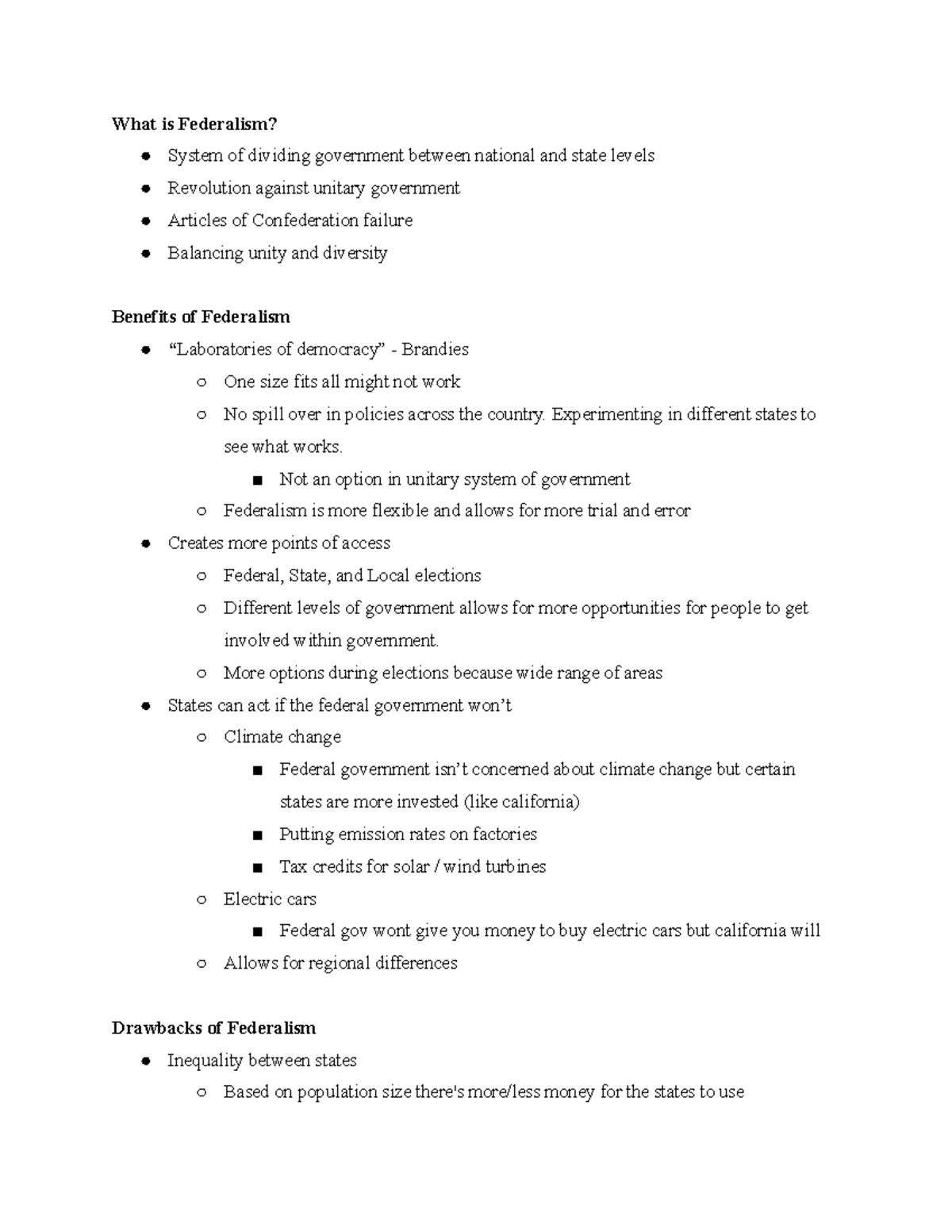 Final Exam Notes: Understanding Federalism in POL S 102 - Studocu