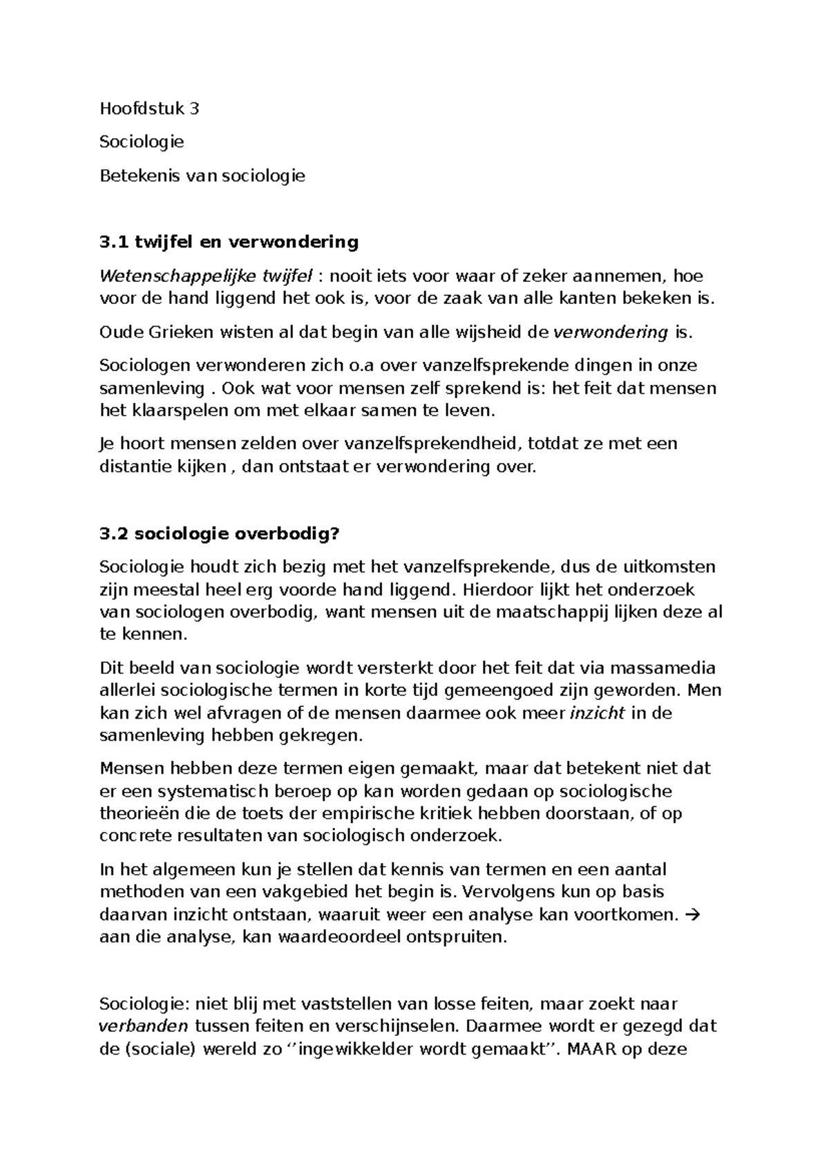 Hoofdstuk 3: Betekenis van Sociologie - Inzicht en Verwondering ...