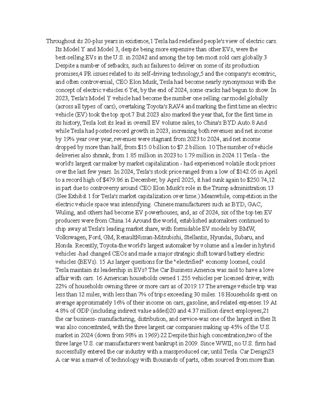 Tesla Case Study: Redefining Electric Vehicles (Course Code: FIN 2024 ...