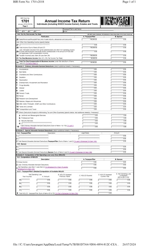 BIR Form No. 1701: Annual Income Tax Return for Individuals (2020 ...