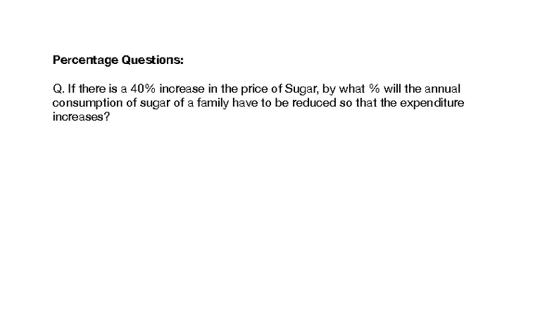 Percentage Questions: Problem Set for Math Course MTH101 - Studocu